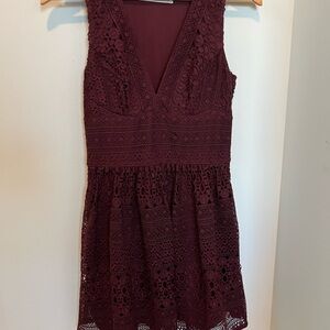 Abercrombie & Fitch Burgundy Lace Mini Dress